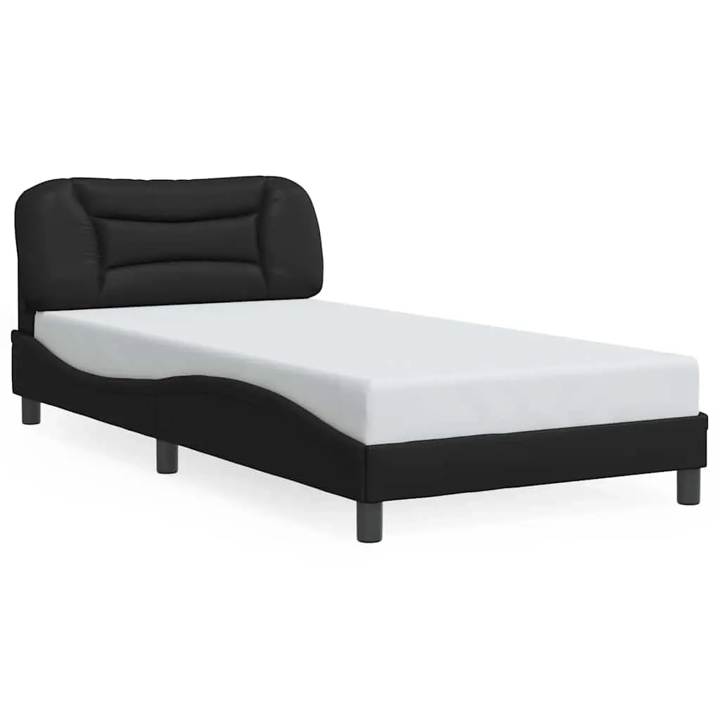 Bed Frame without Mattress "Hvar" Black 107x203 cm King Single Faux Leather 3208256 - Furniture