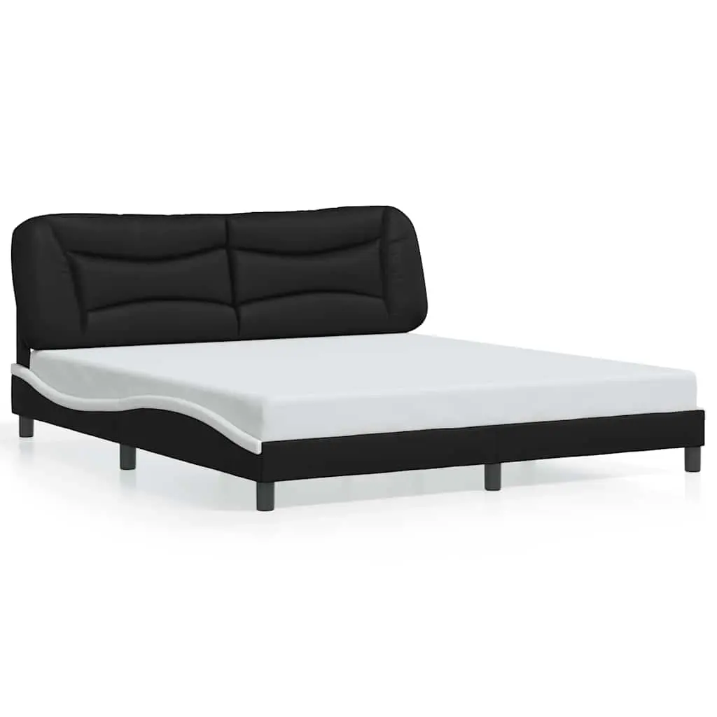 Bed Frame without Mattress "Hvar" Black and White 180x200 cm King Faux Leather 3208263 - Furniture