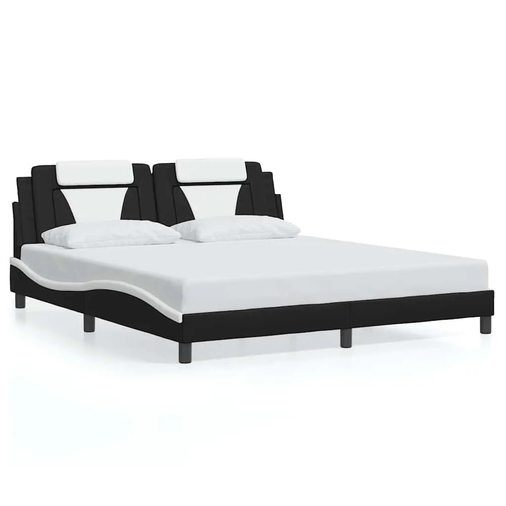 Bed Frame "Viana" without Mattress Black and White 180x200 cm King Faux Leather 3208273 - Furniture