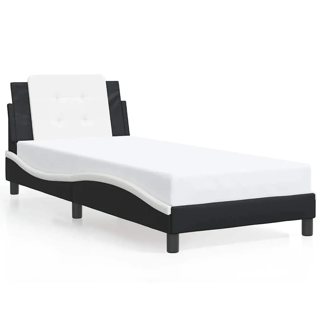 Bed Frame without Mattress "Zadar" Black and White 90x190 cm Fabric 3208275 - Furniture