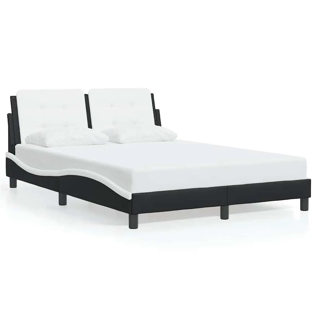 Bed Frame without Mattress "Zadar" Black and White 137x190 cm Fabric 3208279 - Furniture