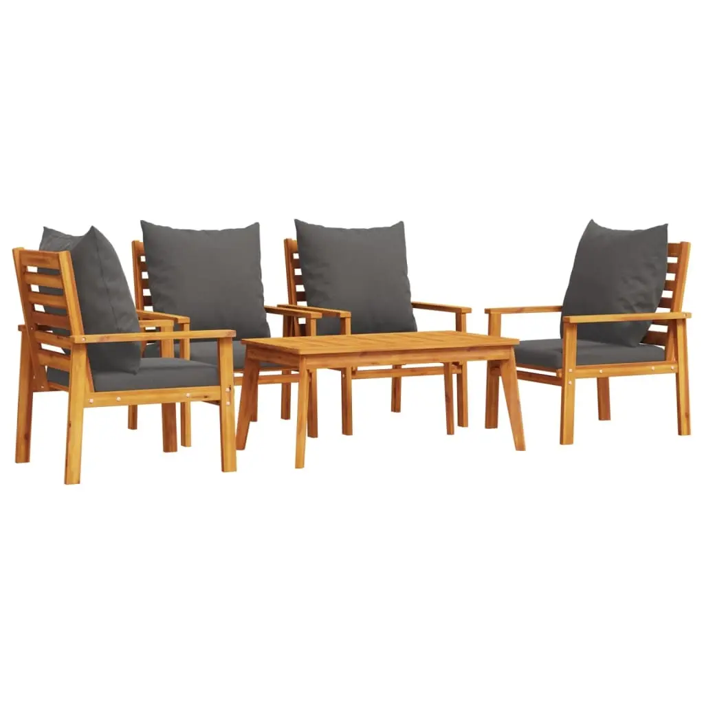 5 Piece Garden Lounge Set with Cushions Solid Wood Acacia 3211805 - Furniture