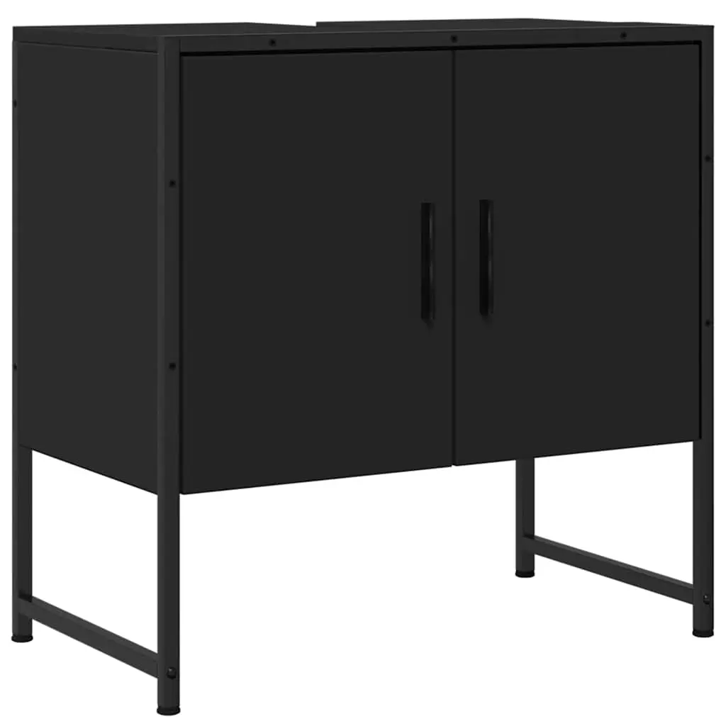 Bathroom Sink Cabinet Black 60x33x60 cm Engineered Wood 842456 - Furniture