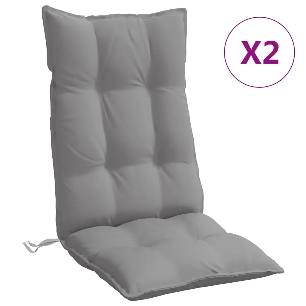 Highback Chair Cushions 2 pcs Grey Oxford Fabric 377605 - Home & Garden
