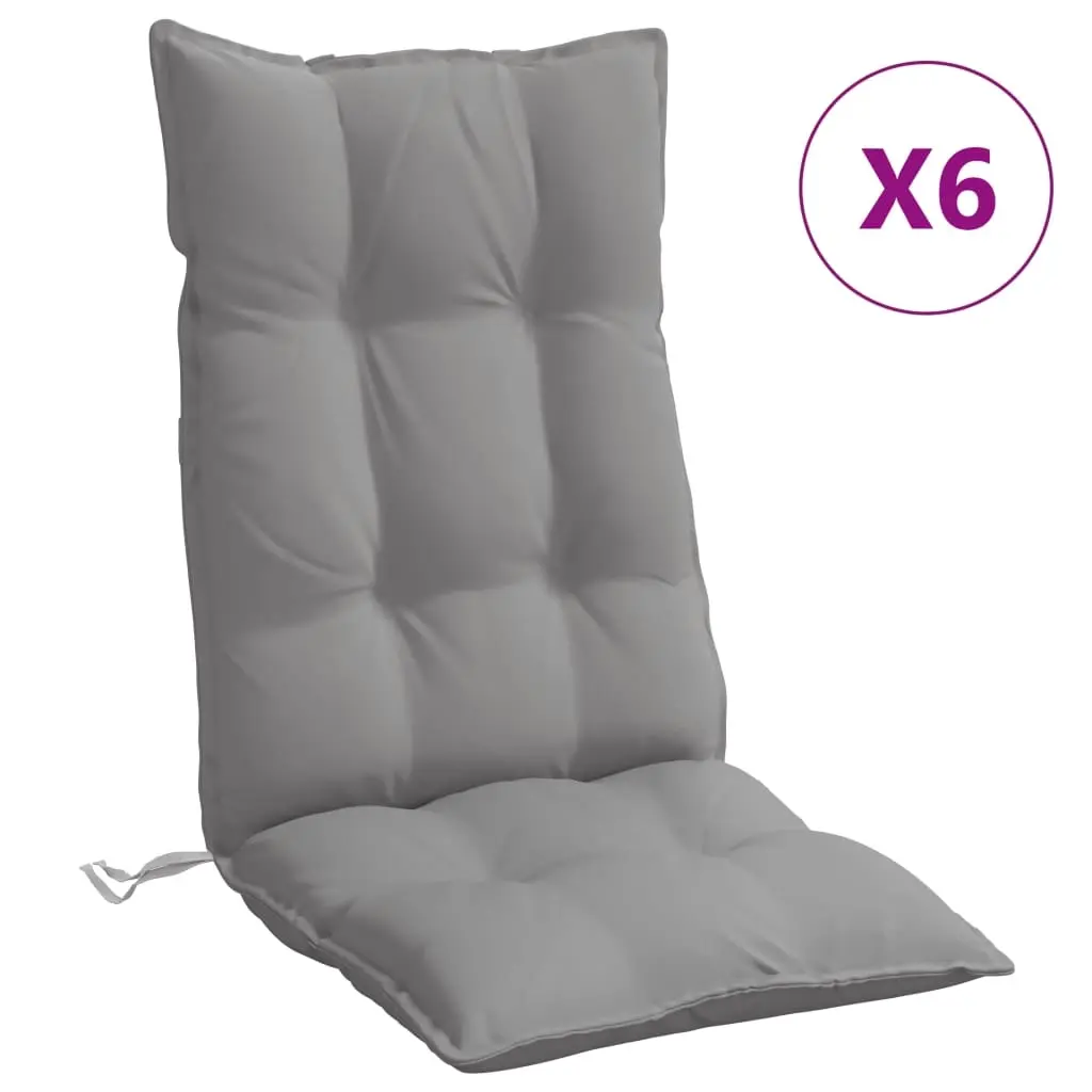 Highback Chair Cushions 6 pcs Grey Oxford Fabric 377607 - Home & Garden