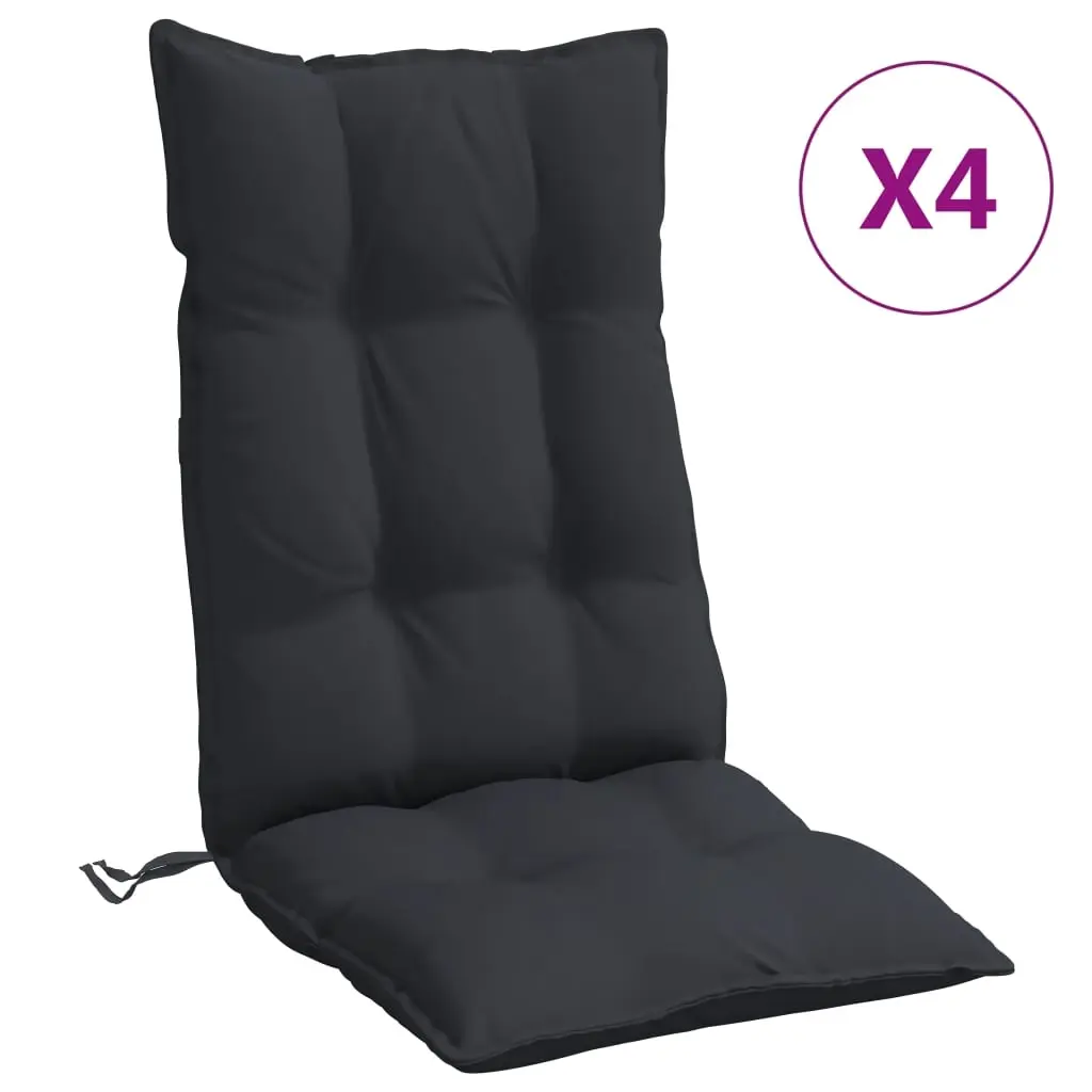 Highback Chair Cushions 4 pcs Black Oxford Fabric 377624 - Home & Garden
