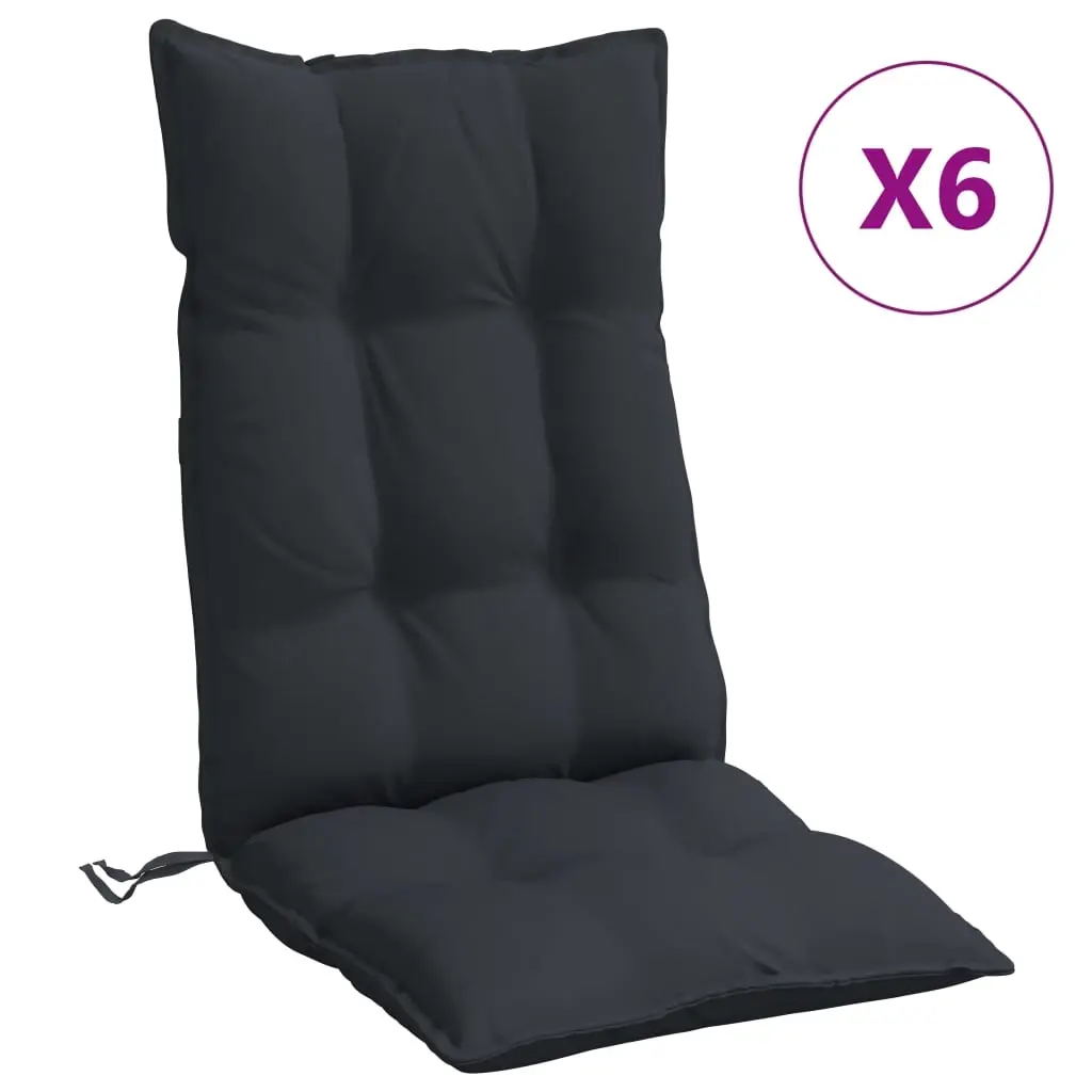 Highback Chair Cushions 6 pcs Black Oxford Fabric 377625 - Home & Garden