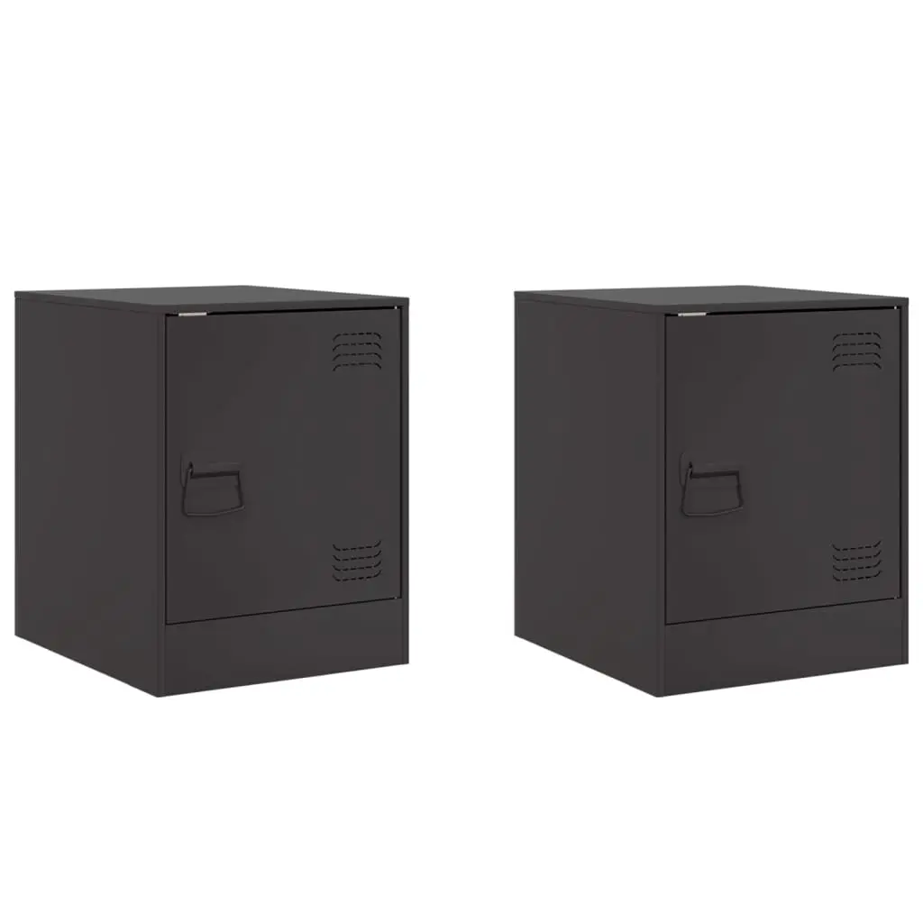 Bedside Cabinets 2pcs Black 34.5x39x44 cm Steel 841608 - Furniture