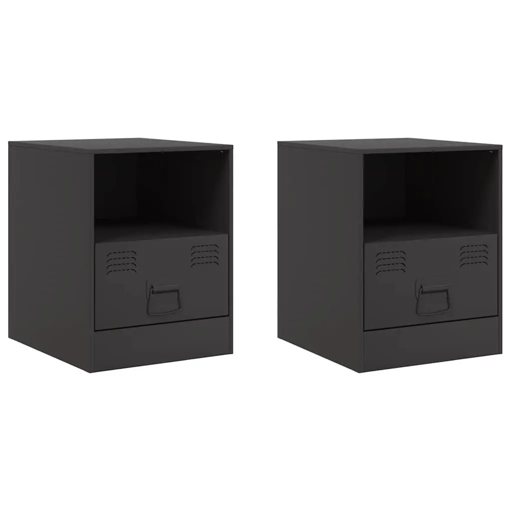 Bedside Cabinets 2pcs Black 34.5x39x44 cm Steel 841752 - Furniture