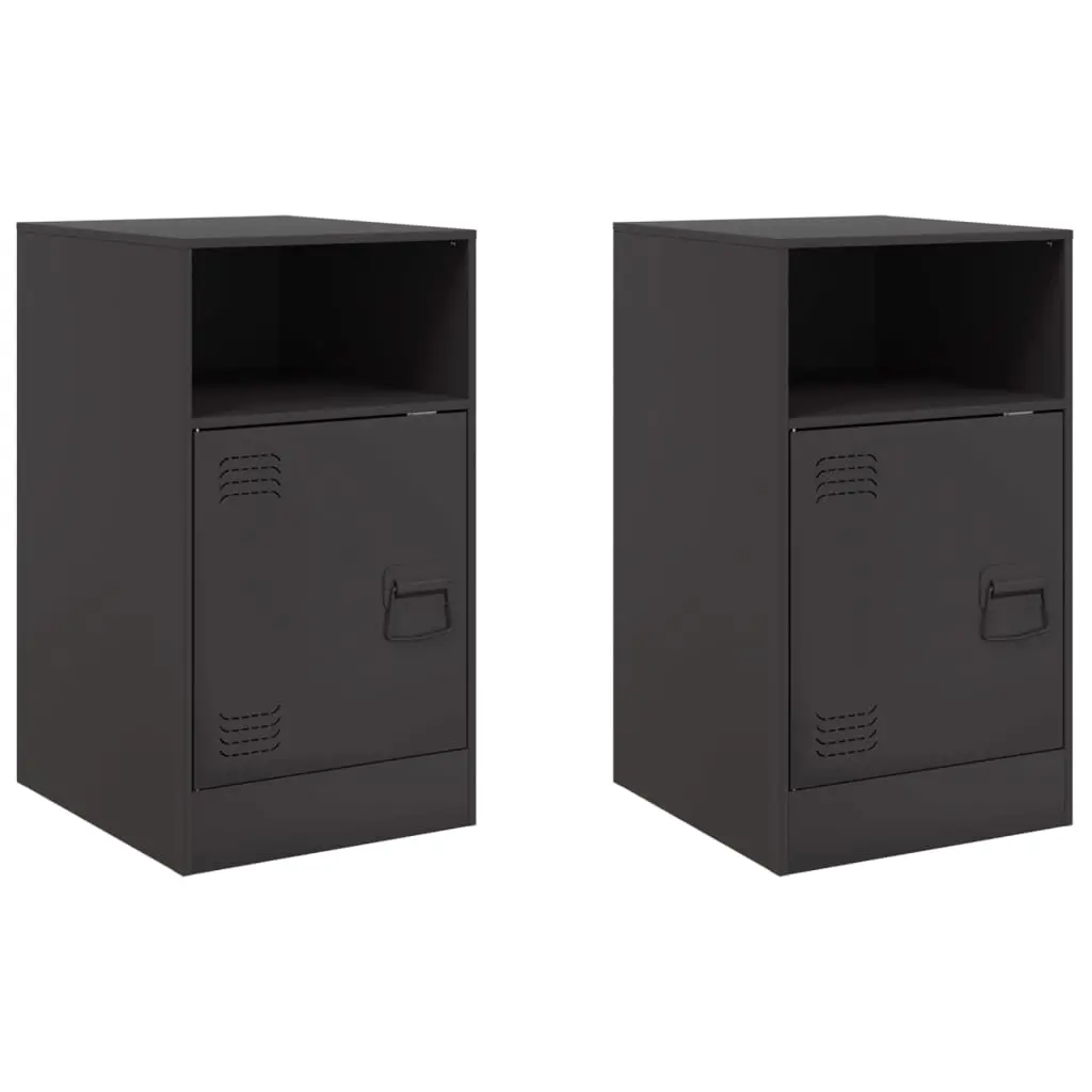 Bedside Cabinets 2 pcs Black 34.5x39x62 cm Steel 841764 - Furniture