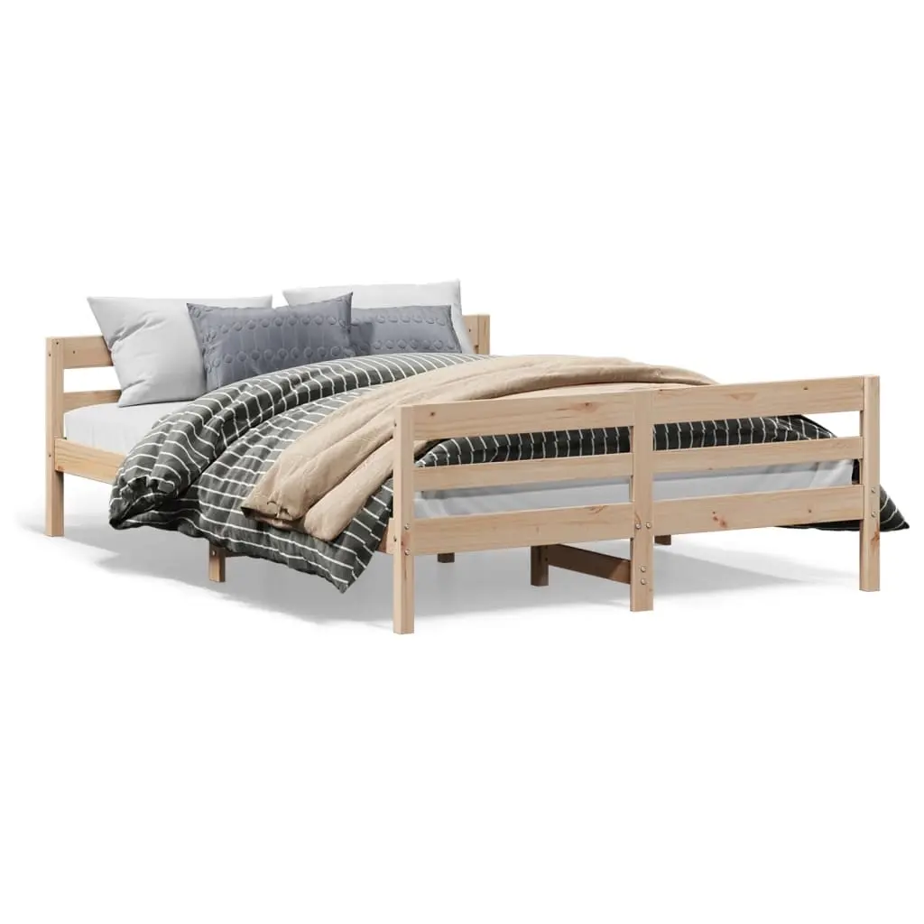 Bed Frame without Mattress 137x187 cm Double Solid Wood Pine 842786 - Furniture