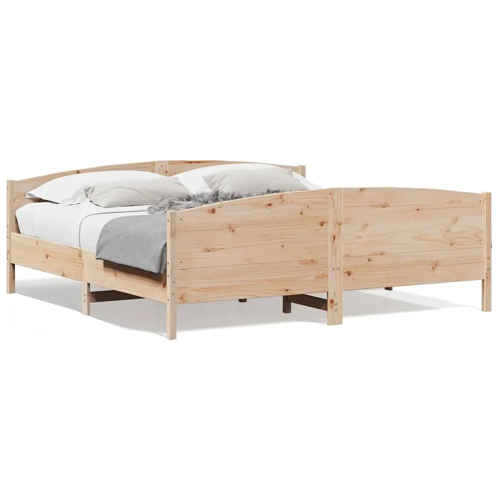Bed Frame without Mattress 183x203 cm King Solid Wood Pine 3216164 - Furniture