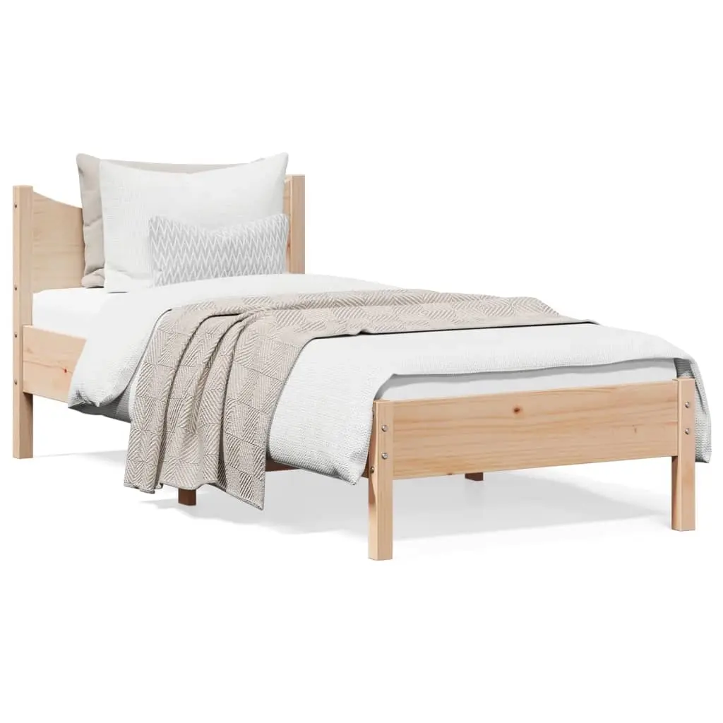 Bed Frame without Mattress 92x187 cm Single Solid Wood Pine 844737 - Furniture