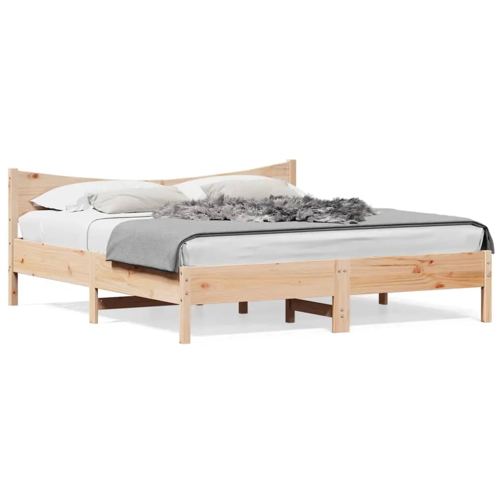Bed Frame without Mattress 183x203 cm King Solid Wood Pine 3216360 - Furniture