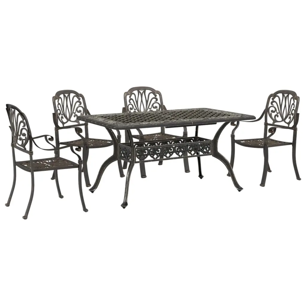 5 Piece Garden Dining Set Bronze Cast Aluminium 3216308 - Furniture