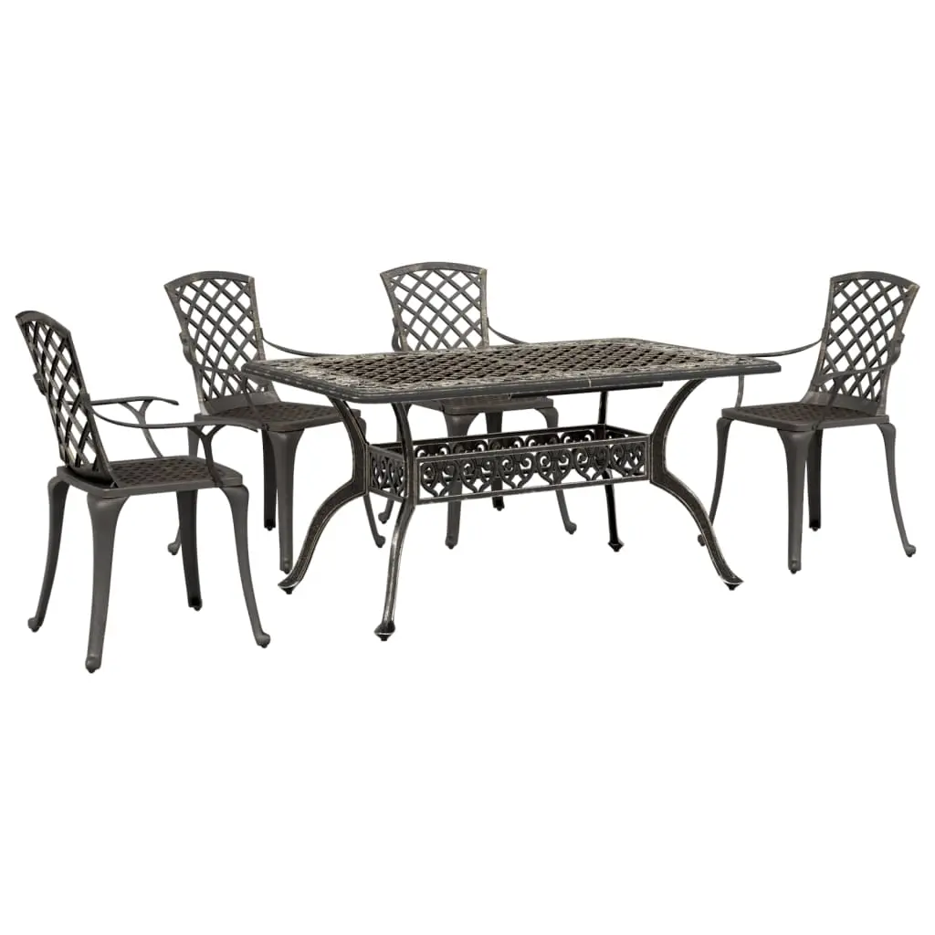 5 Piece Garden Dining Set Bronze Cast Aluminium 3216316 - Furniture
