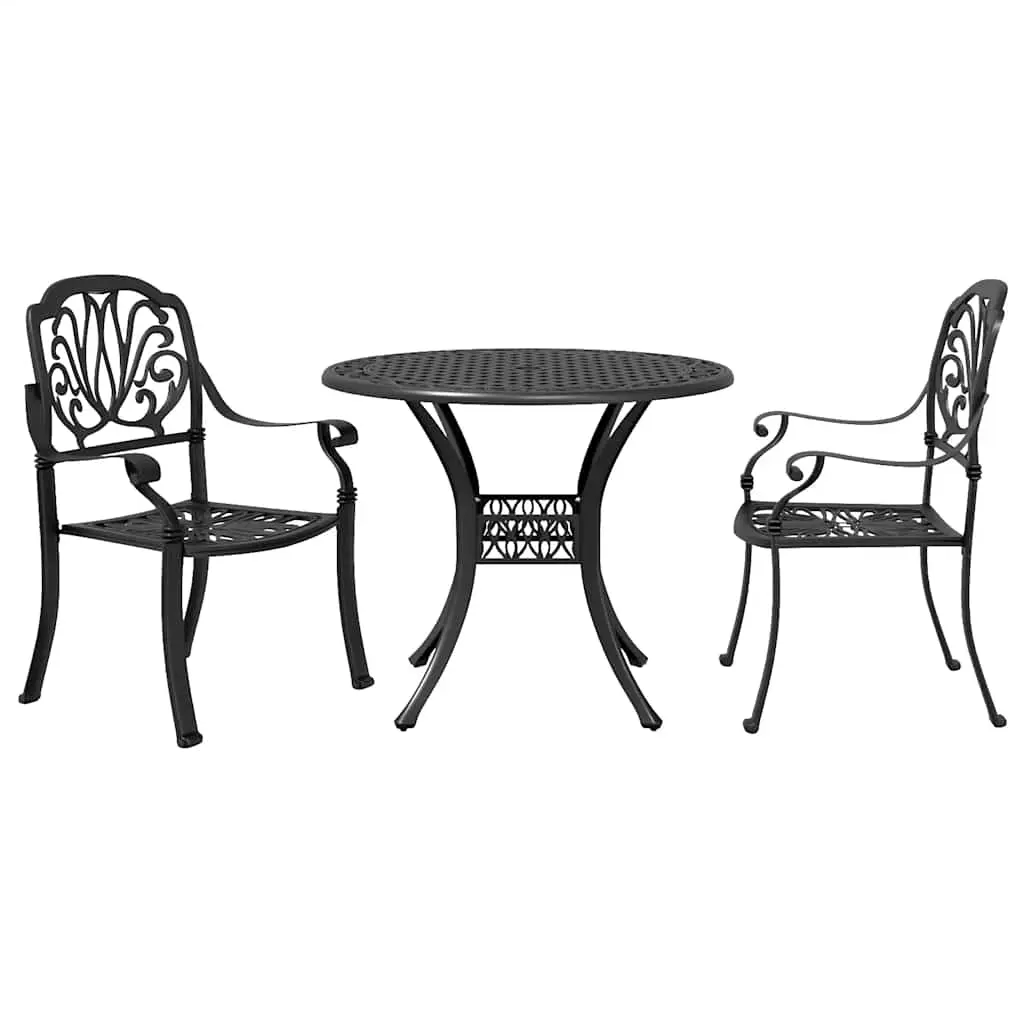 3 Piece Bistro Set Black Cast Aluminium 3216323 - Furniture