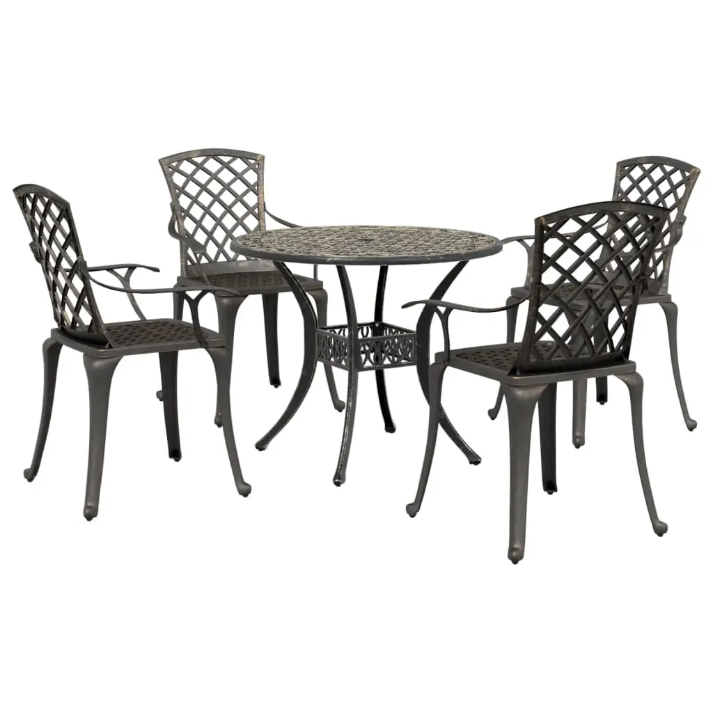 5 Piece Garden Dining Set Bronze Cast Aluminium 3216334 - Furniture