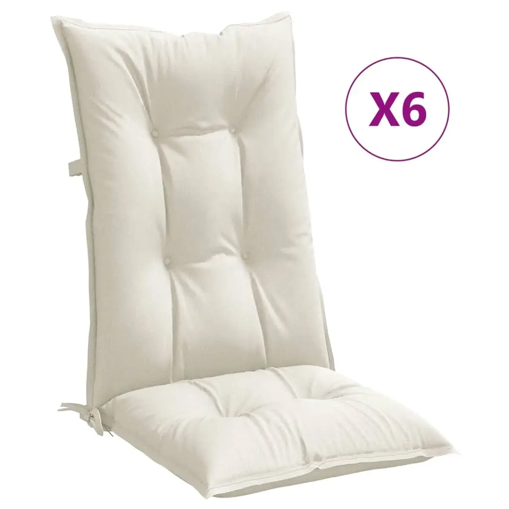Highback Chair Cushions 6 pcs Melange Cream 120x50x7 cm Fabric 4002354 - Home & Garden