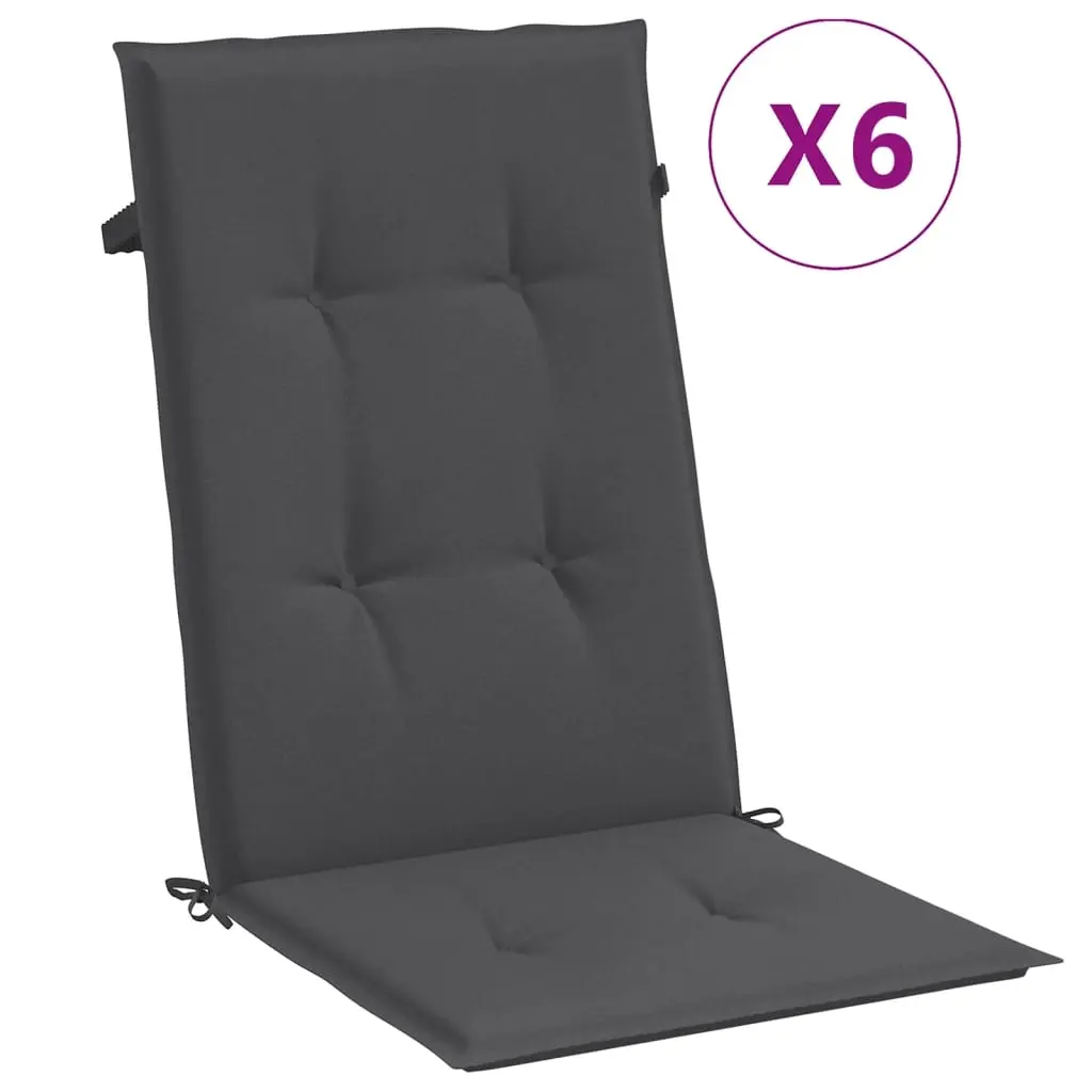 Highback Chair Cushions 6 pcs Melange Anthracite 120x50x4 cm Fabric 4002411 - Home & Garden