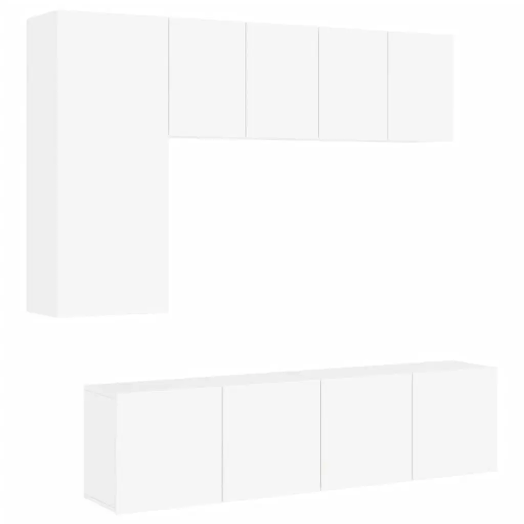 5 Piece TV Wall Units White Engineered Wood 3216464 - Furniture