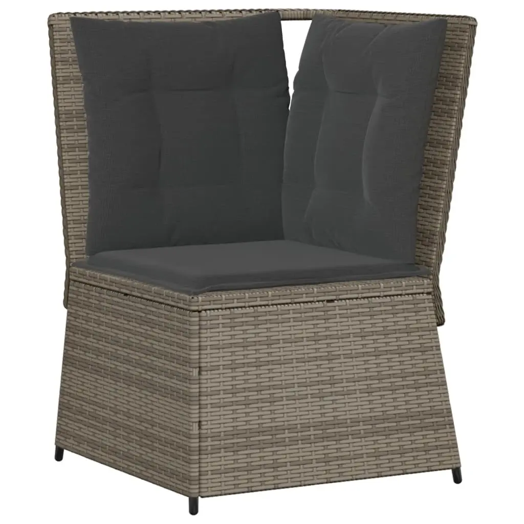 Garden Sofa Corner with Cushions Grey Poly Rattan 368984 - Furniture