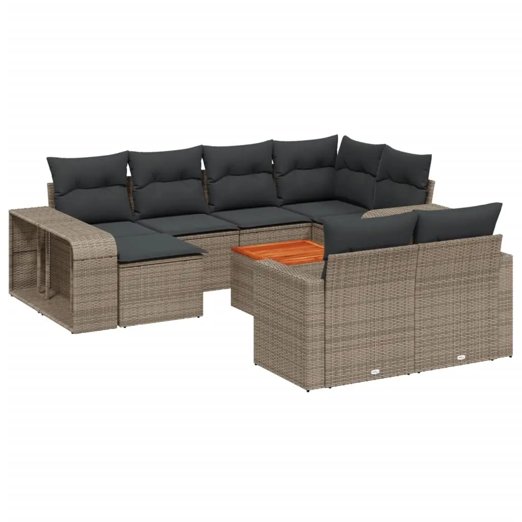 11 Piece Garden Sofa Set with Cushions Grey Poly Rattan 3228920 - Furniture