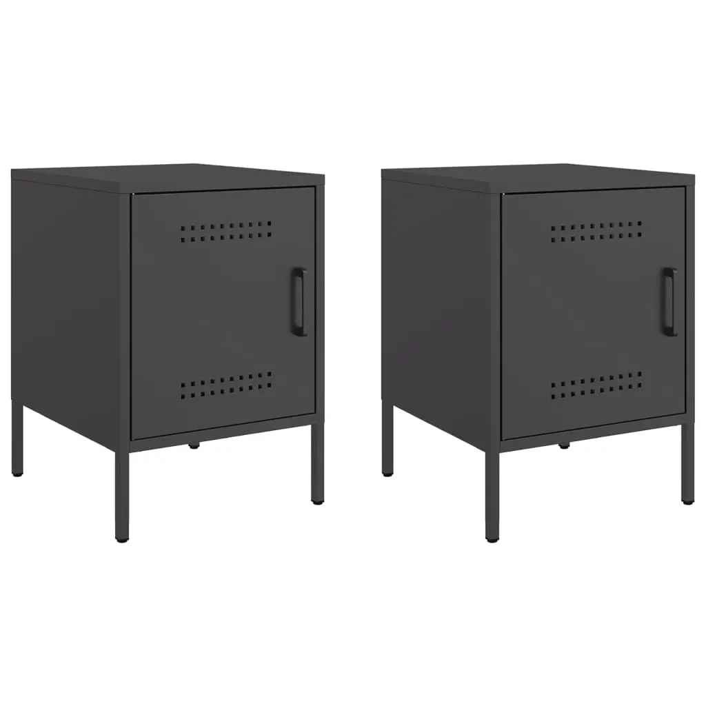 Bedside Cabinets 2 pcs Black 36x39x50.5 cm Steel 842911 - Furniture