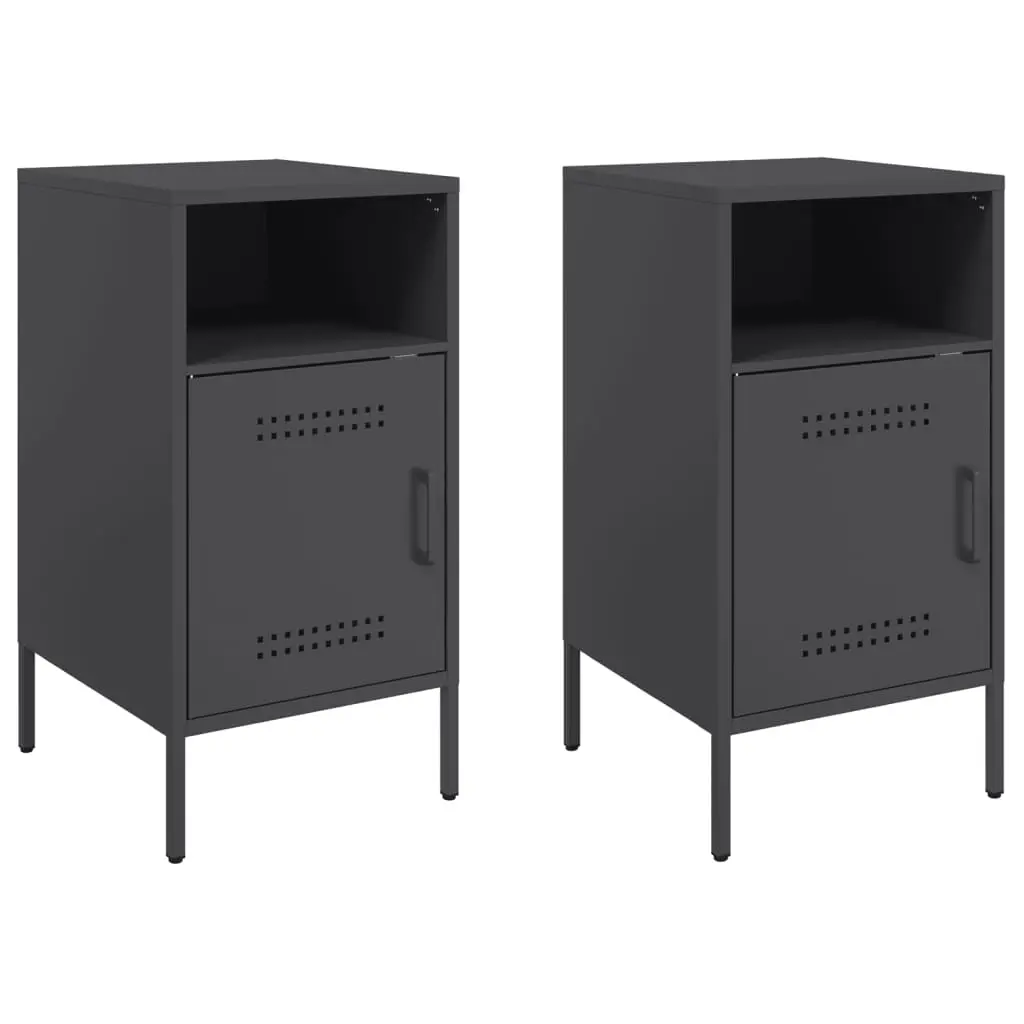 Bedside Cabinets 2 pcs Black 36x39x68 cm Steel 843067 - Furniture