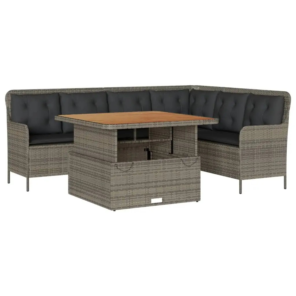 2 Piece Garden Sofa Set with Cushions Grey Poly Rattan 3262084 - Furniture