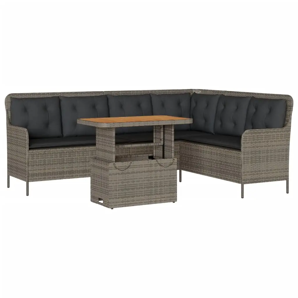 2 Piece Garden Sofa Set with Cushions Grey Poly Rattan 3262088 - Furniture