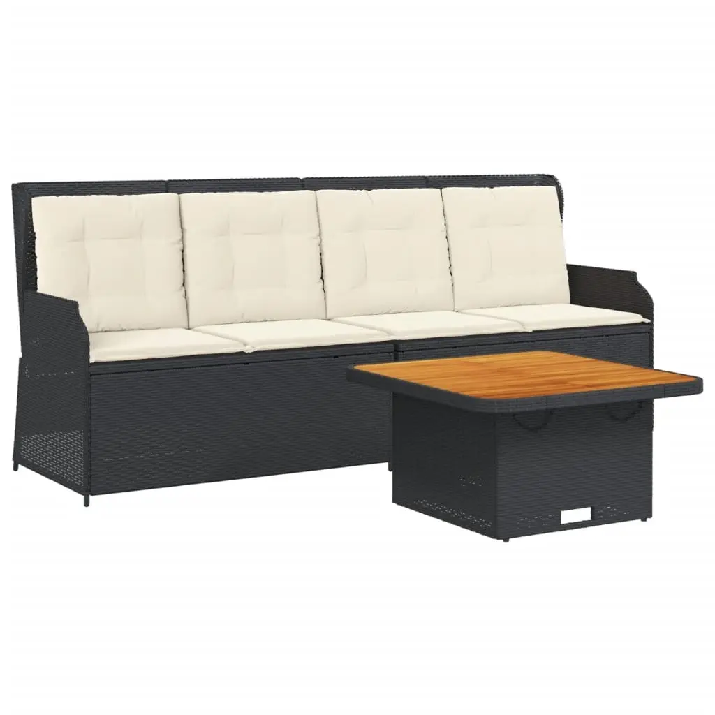 3 Piece Garden Lounge Set with Cushions Black Poly Rattan 3262101 - Furniture