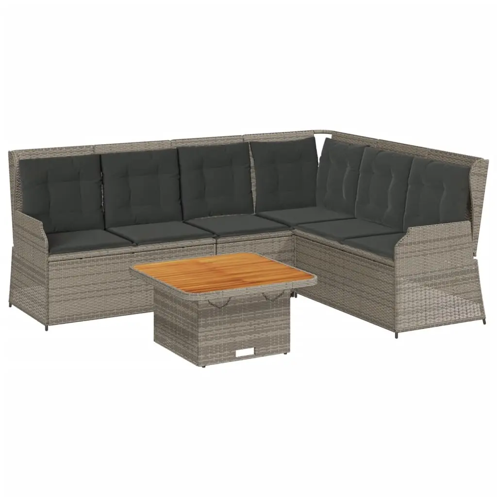 5 Piece Garden Lounge Set with Cushions Grey Poly Rattan 3262166 - Furniture