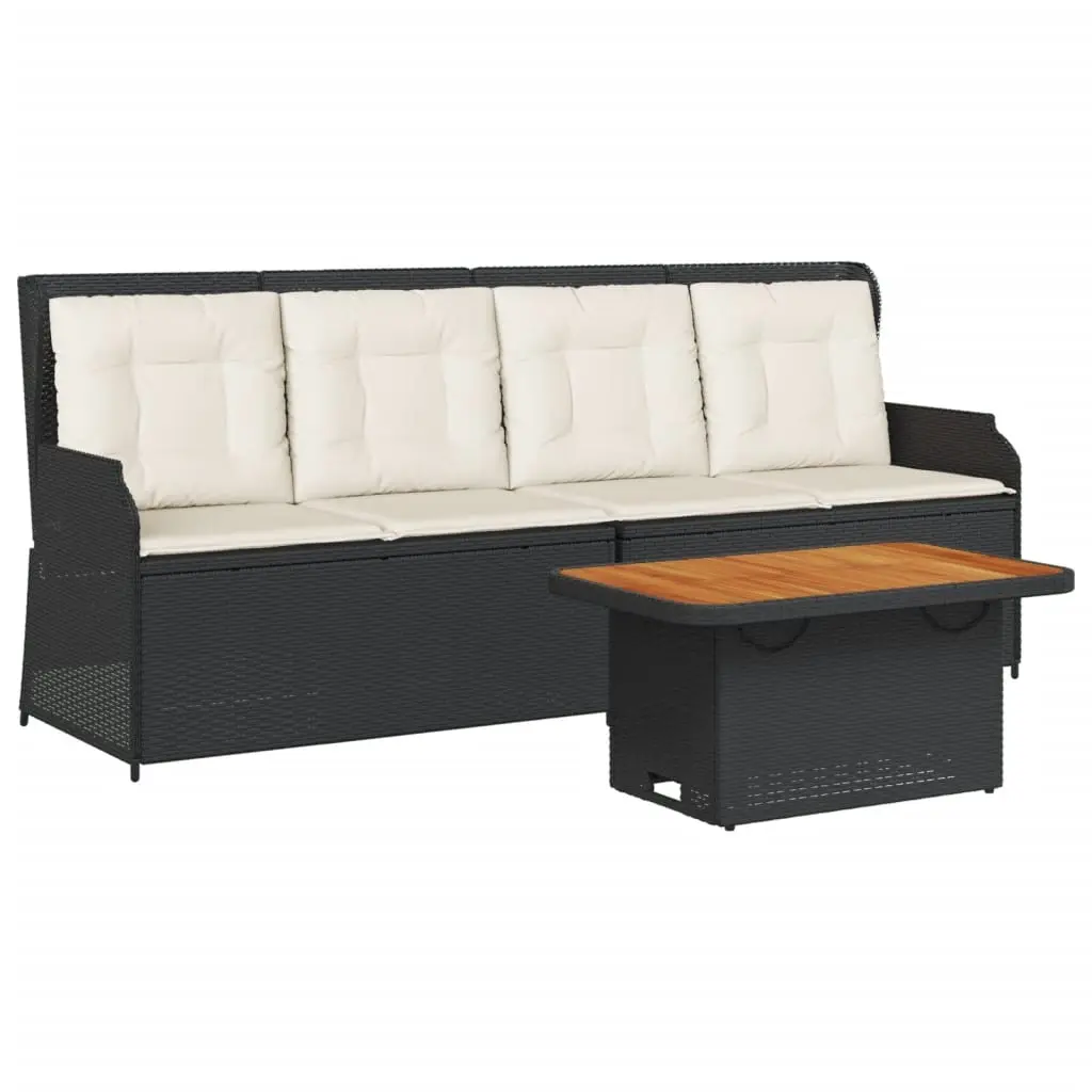 3 Piece Garden Lounge Set with Cushions Black Poly Rattan 3262443 - Furniture