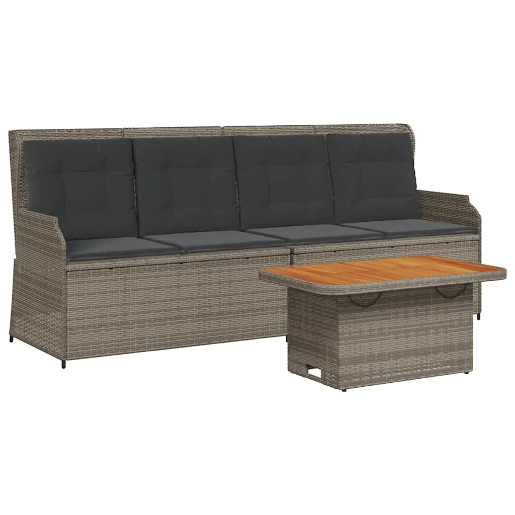 3 Piece Garden Lounge Set with Cushions Grey Poly Rattan 3262444 - Furniture