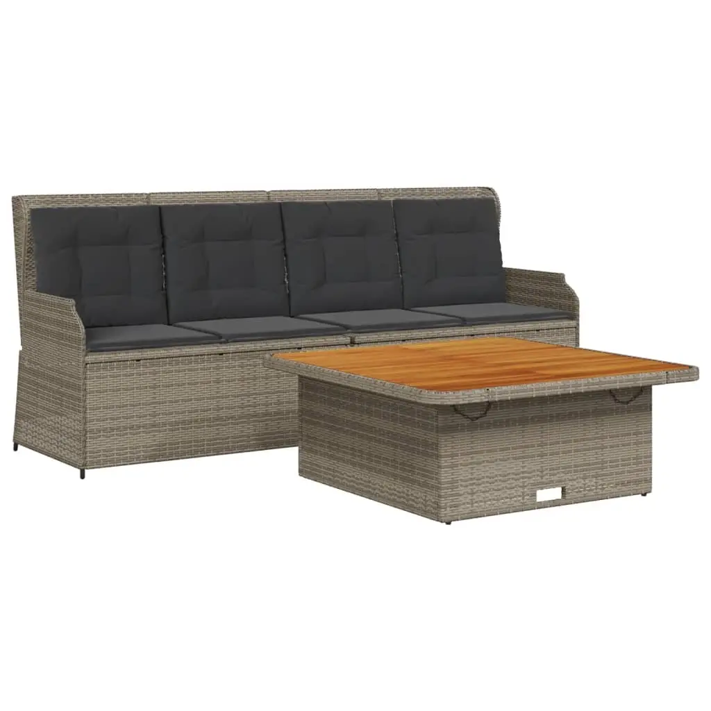 3 Piece Garden Sofa Set with Cushions Grey Poly Rattan 3262588 - Furniture