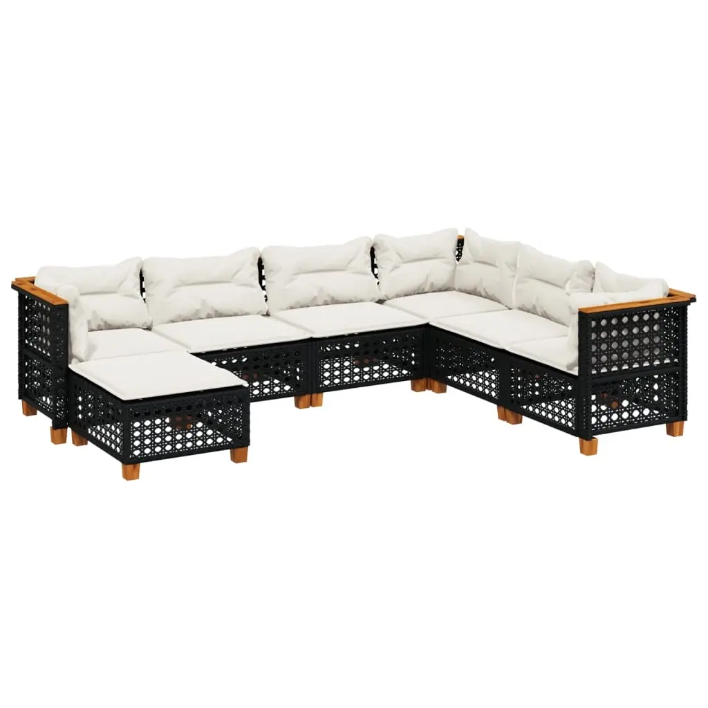 7 Piece Garden Sofa Set with Cushions Black Poly Rattan 3261938 - Furniture