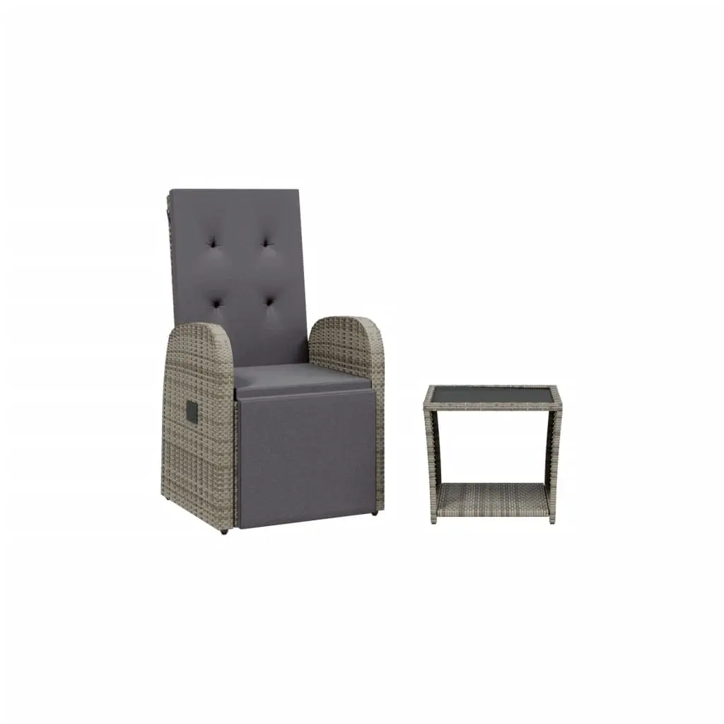 2 Piece Garden Dining Set with Cushions Grey Poly Rattan 3277609 - Furniture