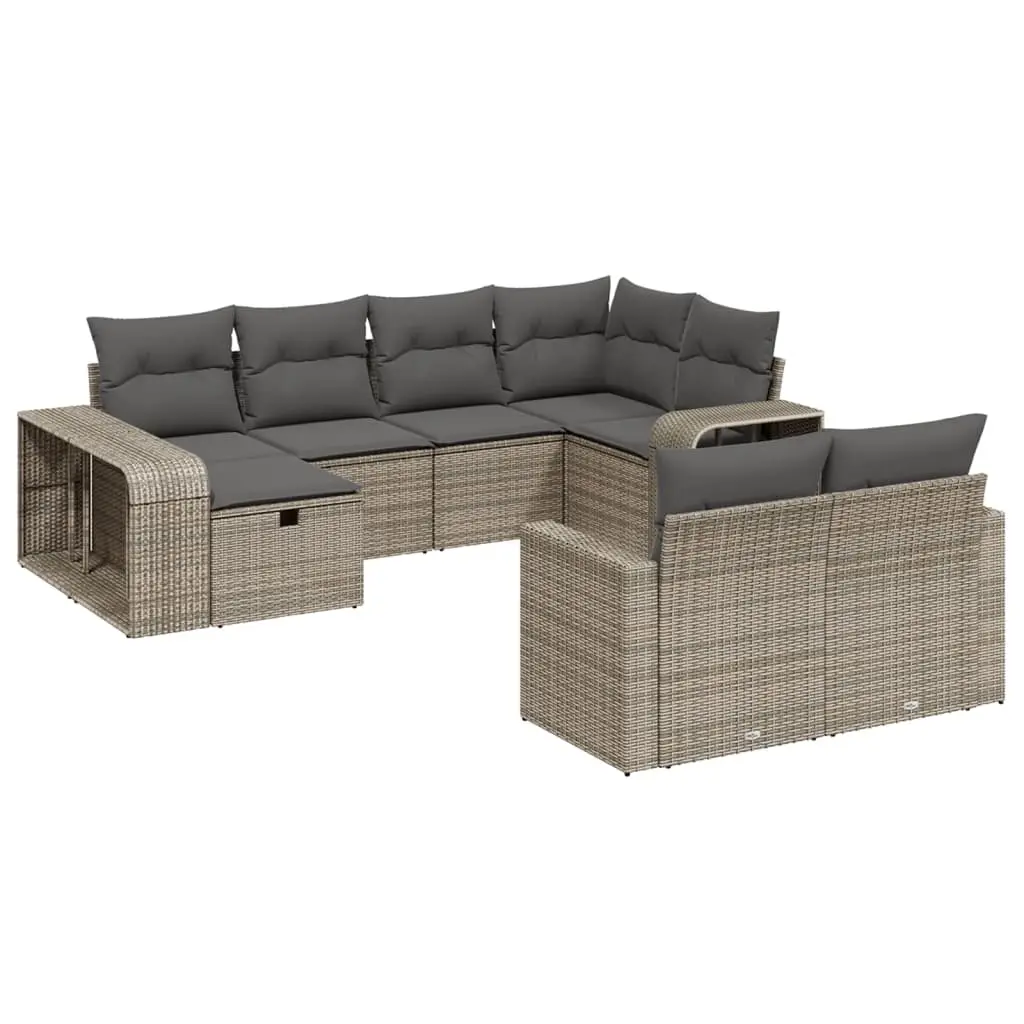 10 Piece Garden Sofa Set with Cushions Grey Poly Rattan 3266240 - Furniture