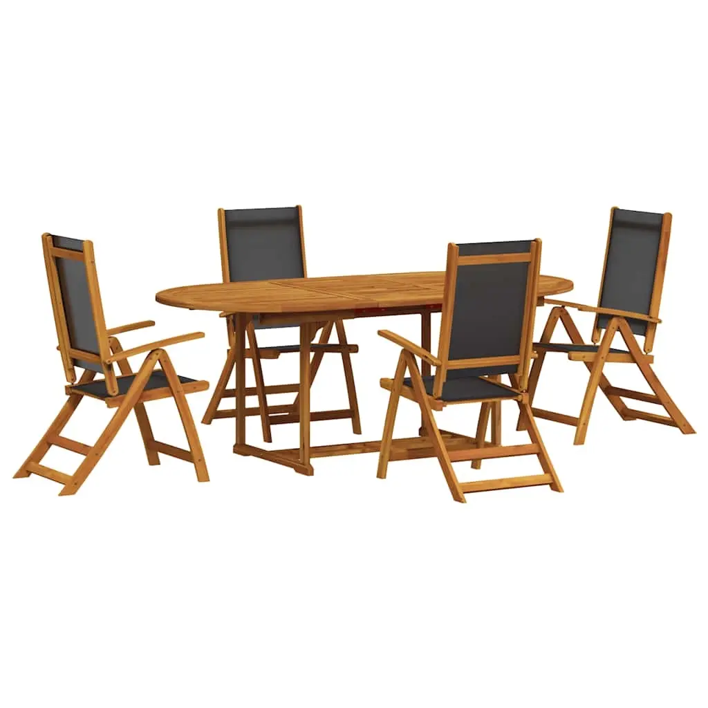 5 Piece Garden Dining Set Solid Wood Acacia and Textilene 3279258 - Furniture