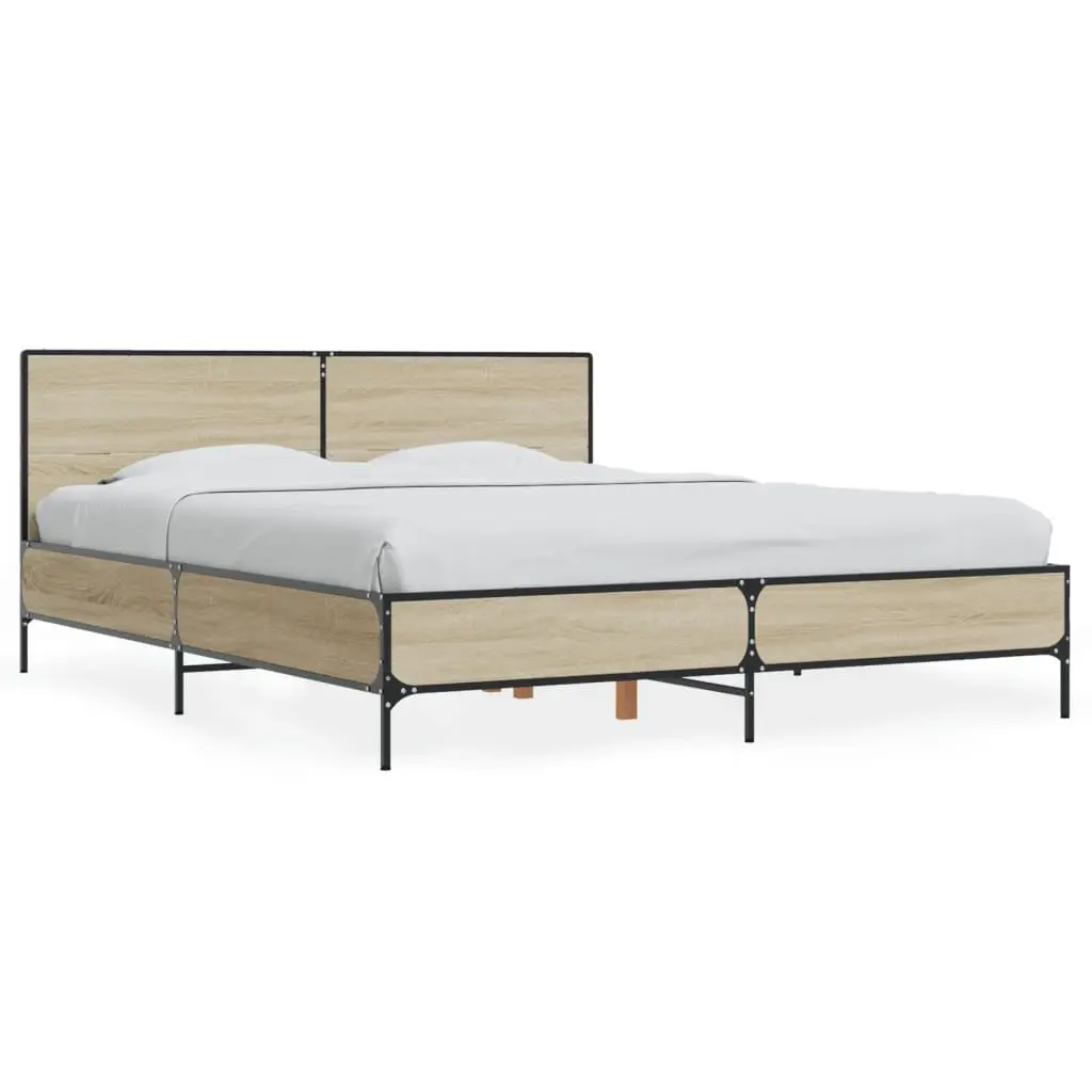 Bed Frame without Mattress Sonoma Oak 150x200 cm 3280003 - Furniture
