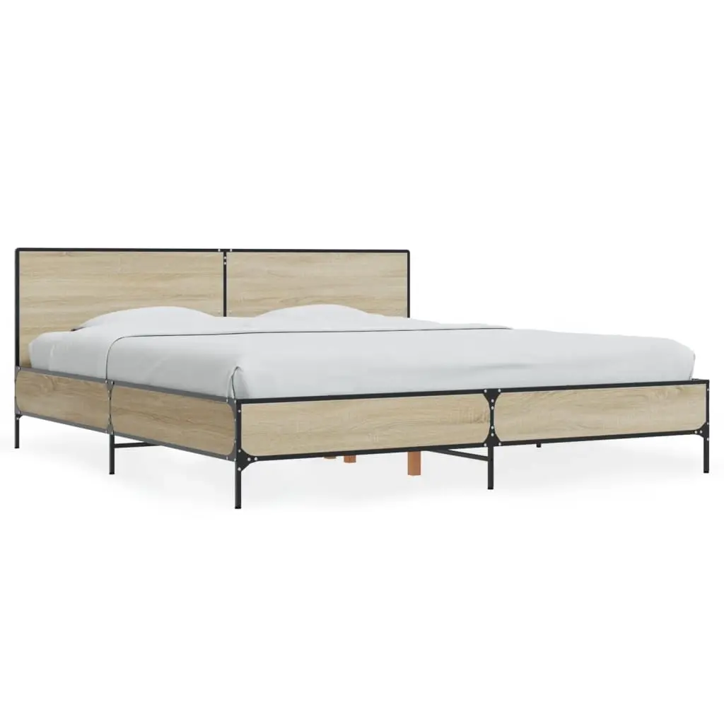 Bed Frame without Mattress Sonoma Oak 183x203 cm King 3280013 - Furniture