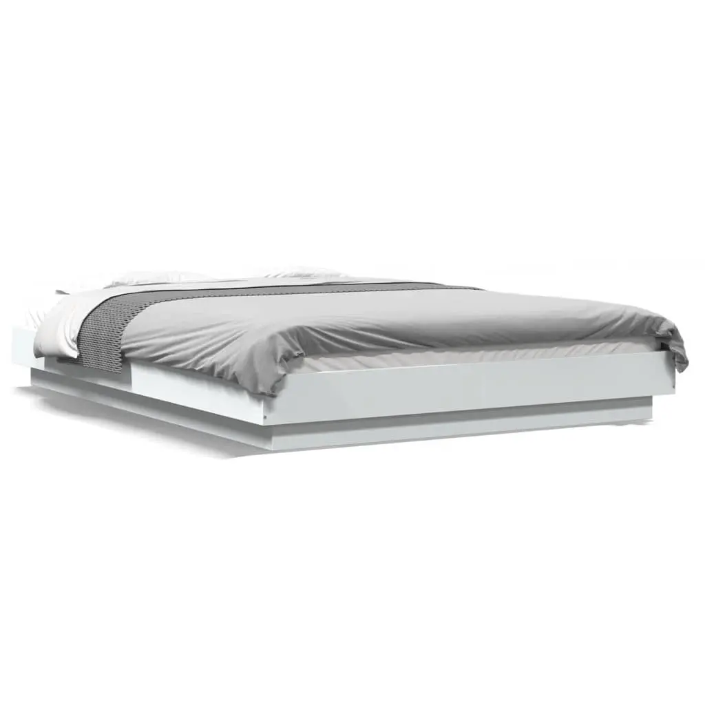 Bed Frame with LED Lights without Mattress White 135x190 cm 3281133 - Furniture