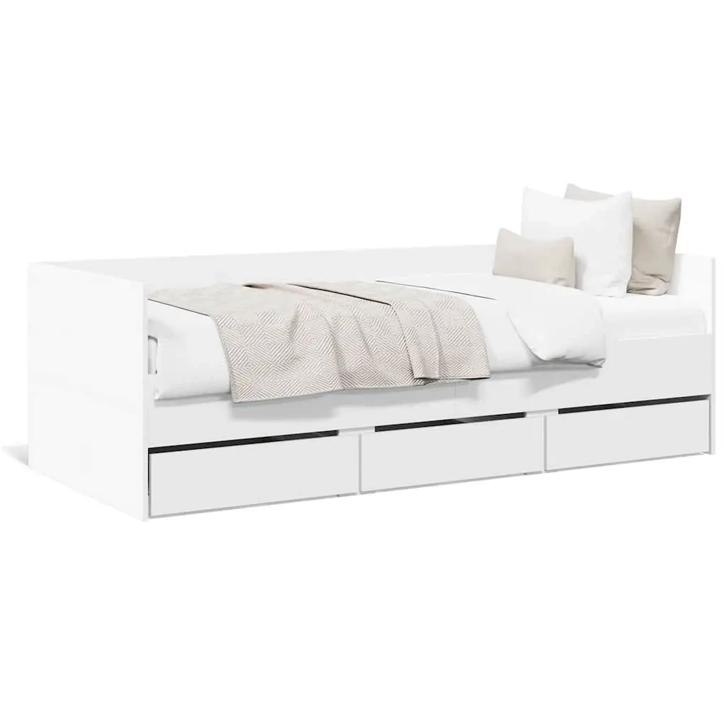 Daybed with Drawers without Mattress White 90x190 cm 3280825 - Furniture