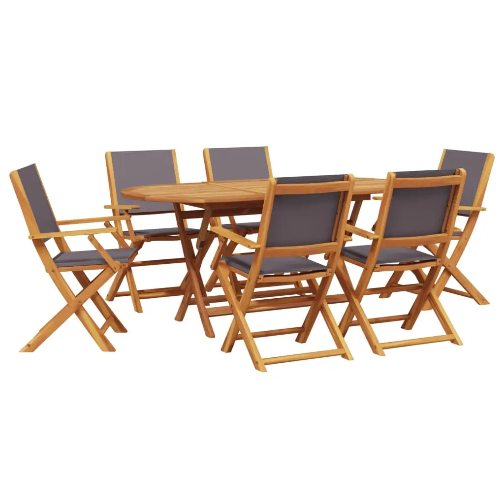 7 Piece Garden Dining Set Anthracite Fabric and Solid Wood 3281713 - Furniture