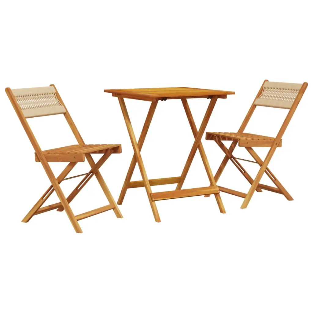 3 Piece Bistro Set Beige Polypropylene and Solid Wood 3281759 - Furniture