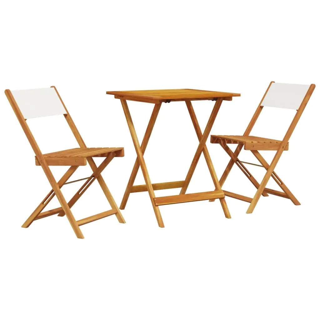 3 Piece Bistro Set Cream White Fabric and Solid Wood 3281760 - Furniture