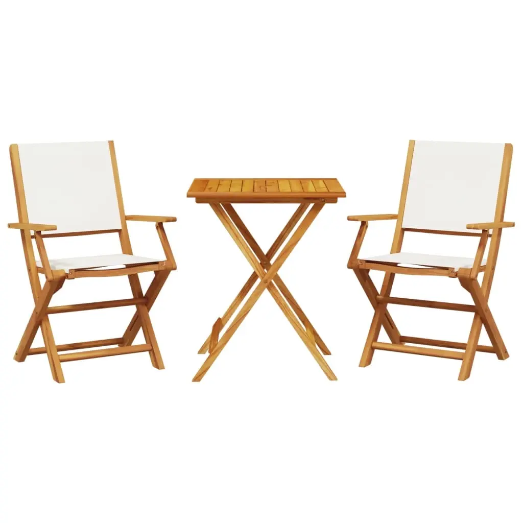 3 Piece Bistro Set Cream White Fabric and Solid Wood 3281808 - Furniture