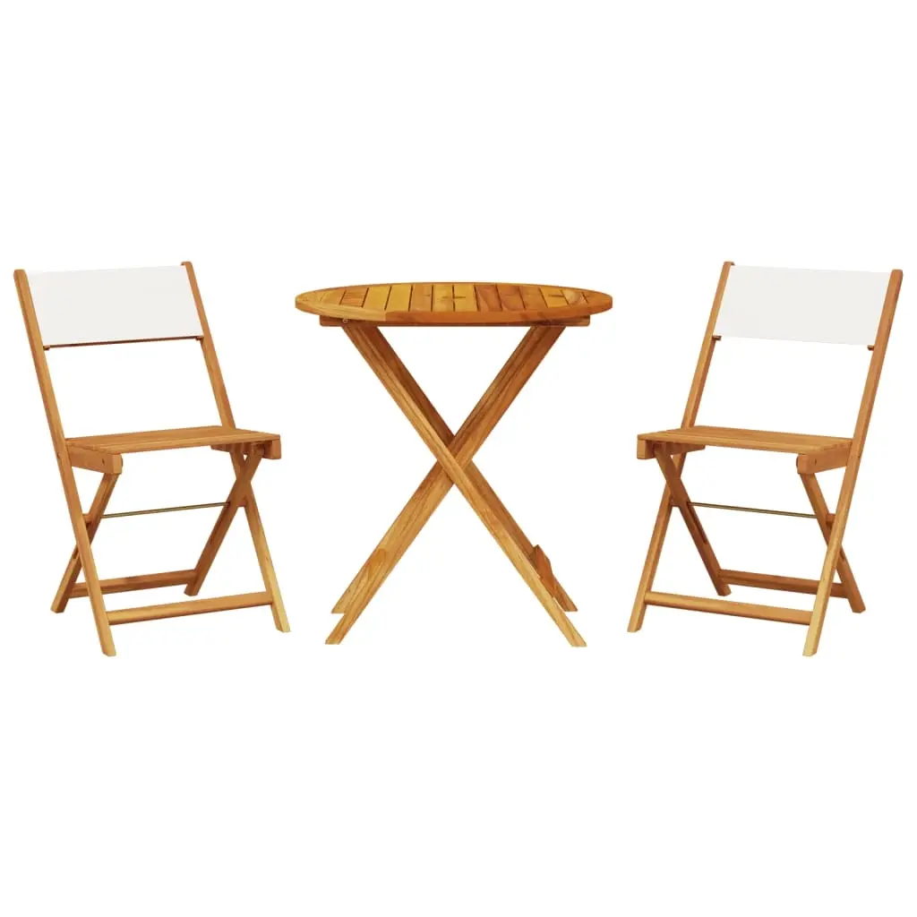3 Piece Bistro Set Cream White Fabric and Solid Wood 3281844 - Furniture
