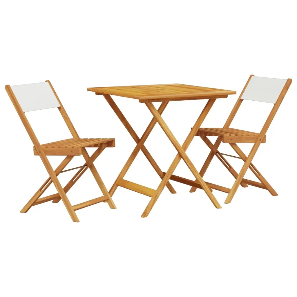 3 Piece Bistro Set Cream White Fabric and Solid Wood 3281868 - Furniture